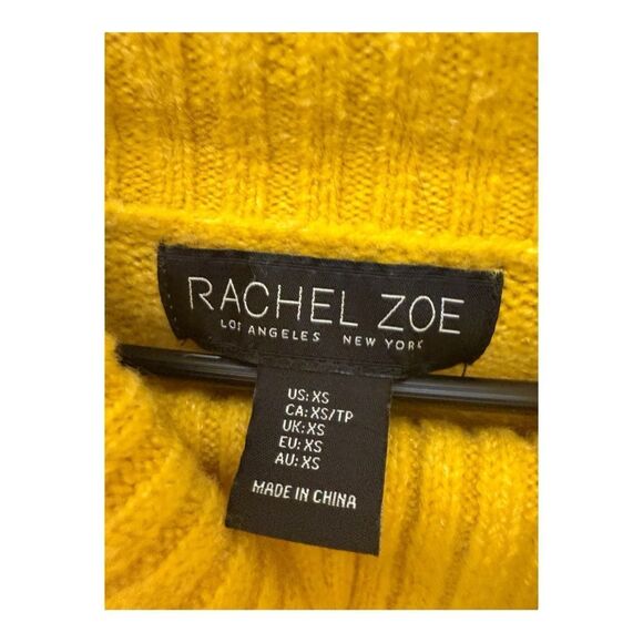 Rachel Zoe Merino Wool Blend Cowl Neck Mustard Womens Oversized Sweater XS - Picture 7 of 7